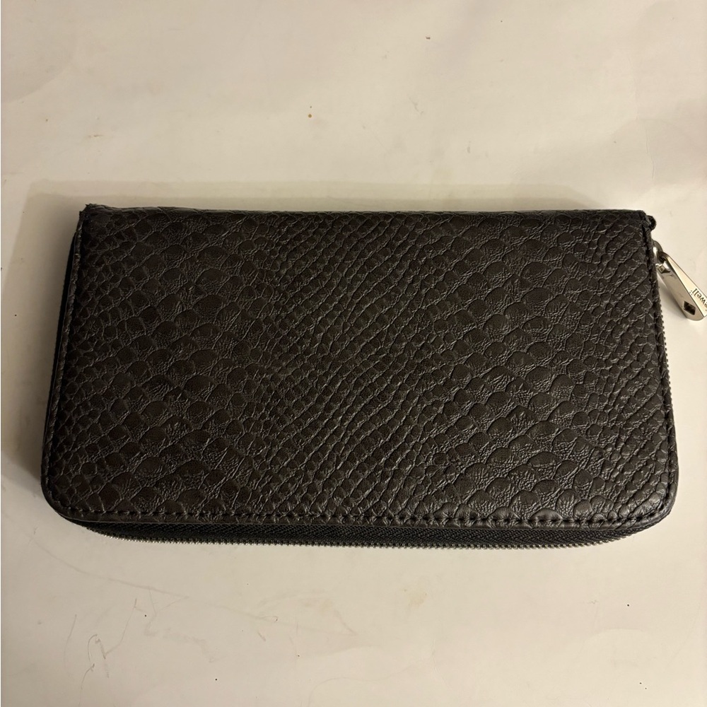 Jewell By Thirty One Gray Faux Reptile Skin Short Handle Tote and Clutch/Wallet - Picture 13 of 15